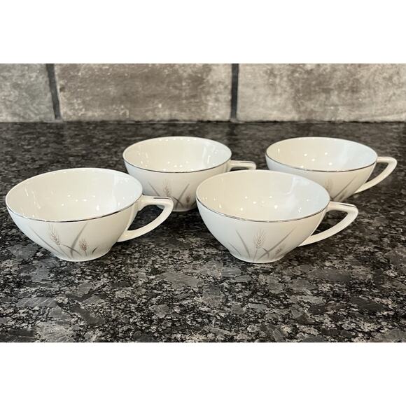 4 Vintage Max Schonfeld Platinum Wheat Fine China of Japan Tea Coffee Cups - Picture 1 of 6